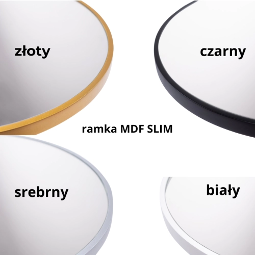 Lustro okrągłe w złotej ramie MDF SLIM z podświetleniem - OTYLIA LED - kolor ramy do wyboru